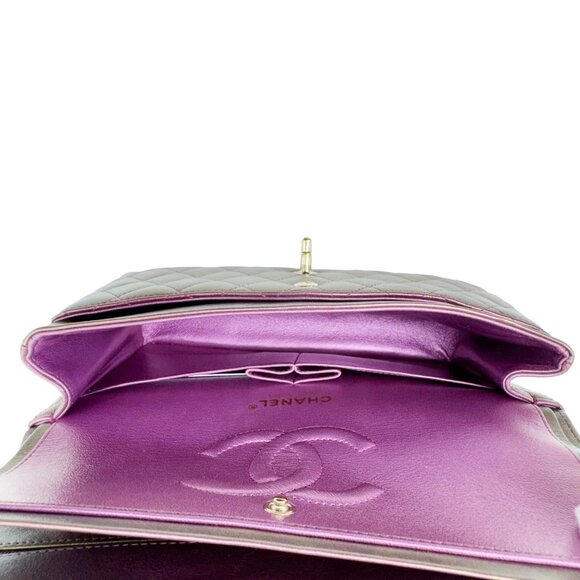 Chanel  Classic Double Flap Medium Quilted Iridescent Leather Shoulder Bag - Picture 12 of 14